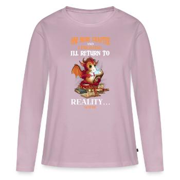 Bookworm Dragon Fantasy Book Lover - Women's Premium Organic Long Sleeve Shirt - dusky pink - Front - Julia (174cm)