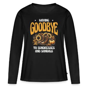 Dites adieu aux robes d’été et aux sandales - T-shirt manches longues Premium bio Femme - noir - Devant - Julia (174cm)