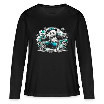 Breakdancing Breakdance Panda - T-shirt manches longues Premium bio Femme - noir - Devant - Julia (174cm)