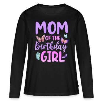 Maman de la fille d’anniversaire - T-shirt manches longues Premium bio Femme - noir - Devant - Julia (174cm)