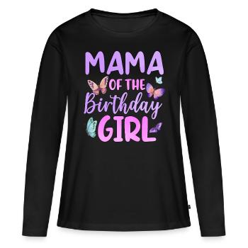 Maman de la fille d’anniversaire - T-shirt manches longues Premium bio Femme - noir - Devant - Julia (174cm)