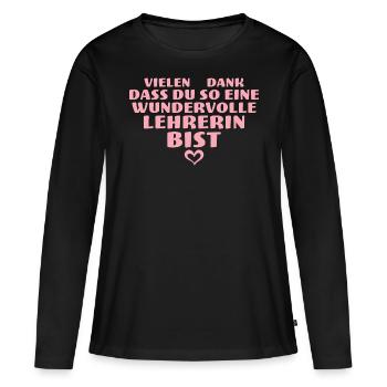 Wundervolle Klassenlehrerin Herz Beste Lehrerin - Frauen Premium Bio Langarmshirt - Schwarz - Vorne - Julia (174cm)