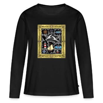 Marins marins des Maritimes - T-shirt manches longues Premium bio Femme - noir - Devant - Julia (174cm)