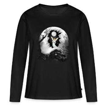 spirituel, ange, protecteur, ange gardien, lune - T-shirt manches longues Premium bio Femme - noir - Devant - Julia (174cm)