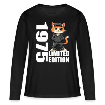 Edition Limitée 1975 Anniversaire Né 1975 - T-shirt manches longues Premium bio Femme - noir - Devant - Julia (174cm)