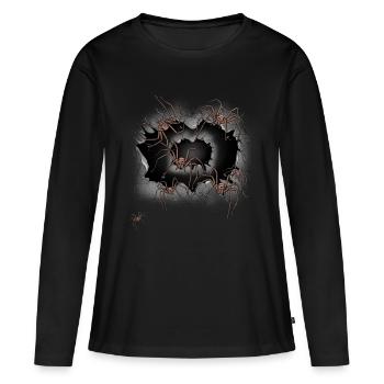 Araignées d’Halloween Araignées araignées Phobie Panique - T-shirt manches longues Premium bio Femme - noir - Devant - Julia (174cm)