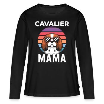 Cavalier King Charles Spaniel Disant Maman Cadeau - T-shirt manches longues Premium bio Femme - noir - Devant - Julia (174cm)