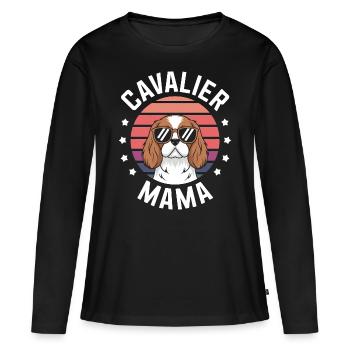 Cavalier King Charles Spaniel Disant Maman Cadeau - T-shirt manches longues Premium bio Femme - noir - Devant - Julia (174cm)