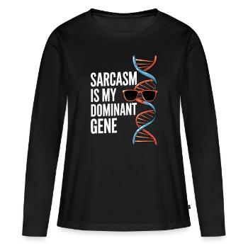 Sarcasme Gènes ADN Génétique - T-shirt manches longues Premium bio Femme - noir - Devant - Julia (174cm)