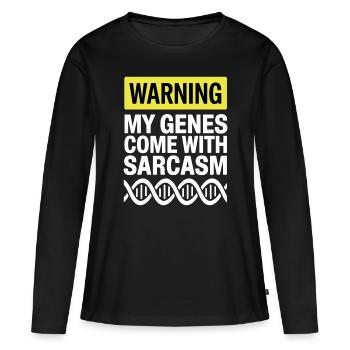 Sarcasme Gènes ADN Génétique - T-shirt manches longues Premium bio Femme - noir - Devant - Julia (174cm)