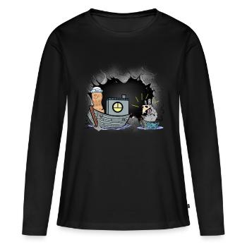 Bateau d’aventure Médiéval Peste Rat Peste Voyage - T-shirt manches longues Premium bio Femme - noir - Devant - Julia (174cm)