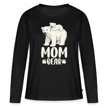 Mom Bear - Frauen Premium Bio Langarmshirt - Schwarz - Vorne - Julia (174cm)