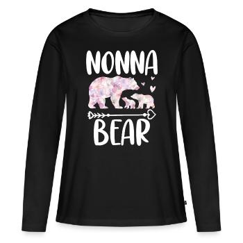 Ours Nonna - T-shirt manches longues Premium bio Femme - noir - Devant - Julia (174cm)
