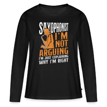 Saxophoniste Saxophoniste Je ne suis pas - T-shirt manches longues Premium bio Femme - noir - Devant - Julia (174cm)