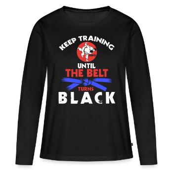 Ceinture noire : Motivation Art martial Judo - T-shirt manches longues Premium bio Femme - noir - Devant - Julia (174cm)