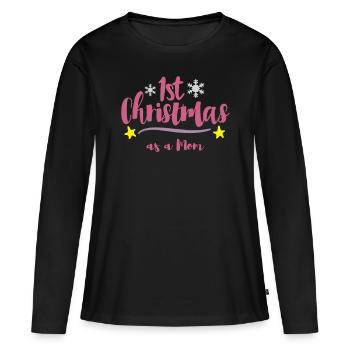 My first Christmas as a mom - Women's Premium Organic Long Sleeve Shirt - black - Front - Julia (174cm)