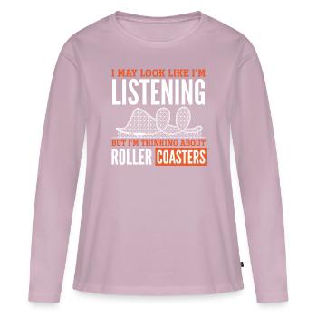 Achterbahn Gedanken Immer Dabei - Frauen Premium Bio Langarmshirt - Altrosa - Vorne - Julia (174cm)
