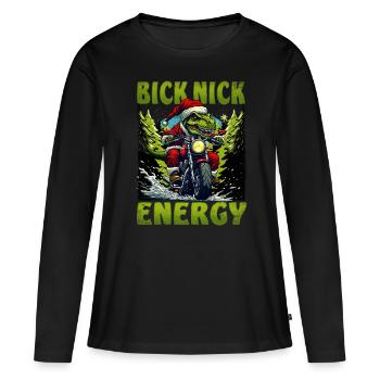 Big Nick Energy Funny Santa Claus Christmas - Women's Premium Organic Long Sleeve Shirt - black - Front - Julia (174cm)