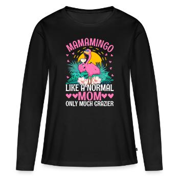 Flamingo Mama Flamingo Mom Flamingo - Frauen Premium Bio Langarmshirt - Schwarz - Vorne - Julia (174cm)