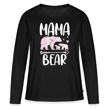 Maman Ours - T-shirt manches longues Premium bio Femme - noir - Devant - Julia (174cm)