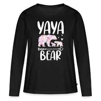 Yaya Bear - Frauen Premium Bio Langarmshirt - Schwarz - Vorne - Julia (174cm)