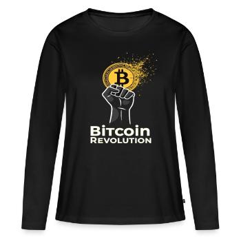 Révolution Bitcoin - T-shirt manches longues Premium bio Femme - noir - Devant - Julia (174cm)