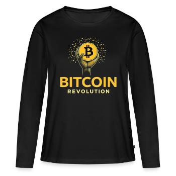 Révolution Bitcoin - T-shirt manches longues Premium bio Femme - noir - Devant - Julia (174cm)