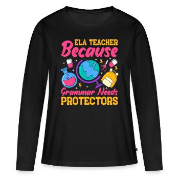 Funny English School Teacher - Frauen Premium Bio Langarmshirt - Schwarz - Vorne - Julia (174cm)