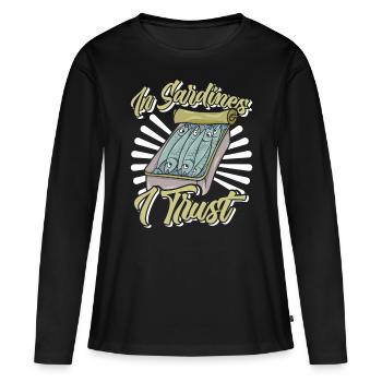 Sardinen, Angeln, Fische - Frauen Premium Bio Langarmshirt - Schwarz - Vorne - Julia (174cm)