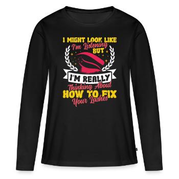 Technologie des cils - T-shirt manches longues Premium bio Femme - noir - Devant - Julia (174cm)