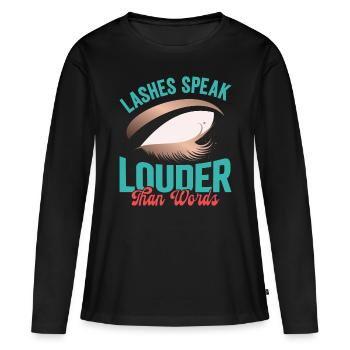 Technologie des cils - T-shirt manches longues Premium bio Femme - noir - Devant - Julia (174cm)