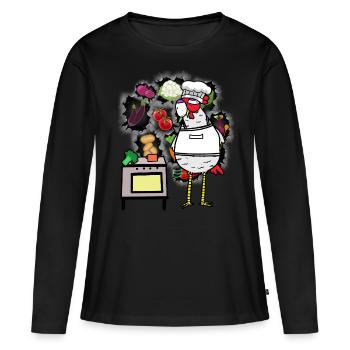 Poulet Cuisinier Cuisiniers Cuisinier - T-shirt manches longues Premium bio Femme - noir - Devant - Julia (174cm)