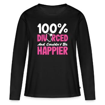 100 personnes divorcées ne pourraient pas divorcer plus heureusement - T-shirt manches longues Premium bio Femme - noir - Devant - Julia (174cm)