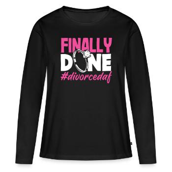 Finalement divorcé - T-shirt manches longues Premium bio Femme - noir - Devant - Julia (174cm)