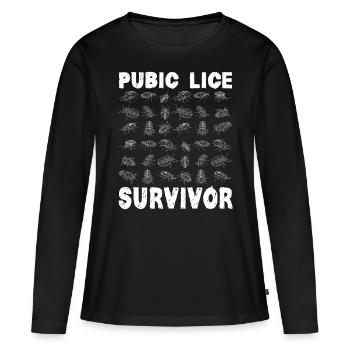 Survivant des poux du pubis humour adulte embarrassant - T-shirt manches longues Premium bio Femme - noir - Devant - Julia (174cm)