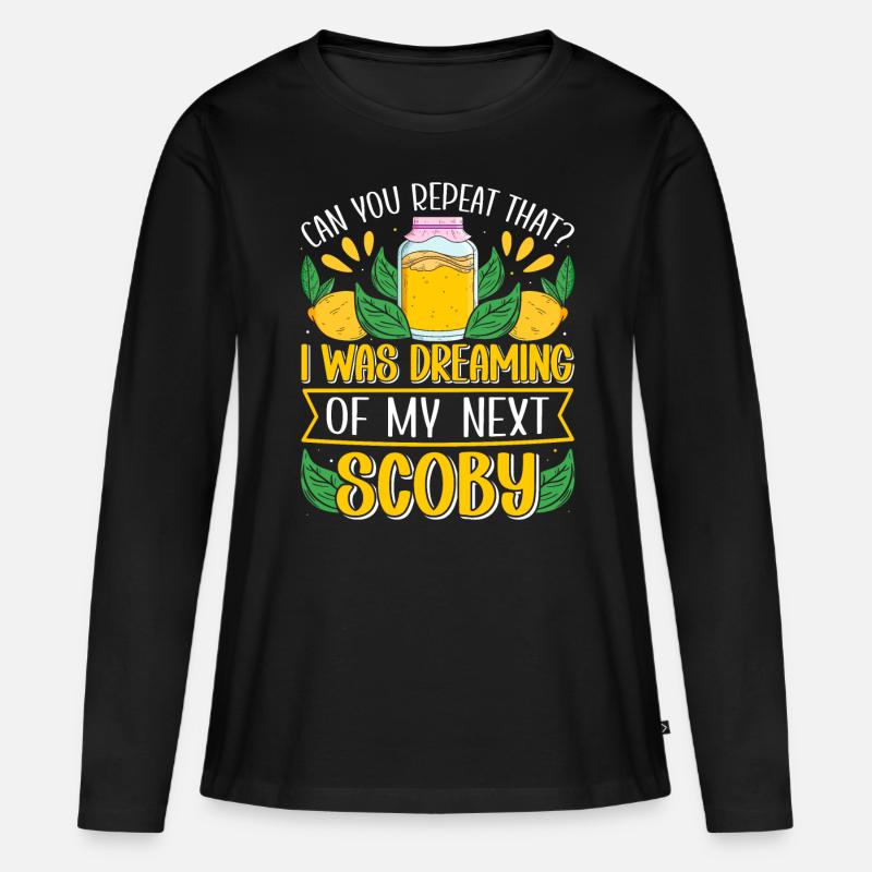 Kombucha Scoby fermented drinks - Frauen Premium Bio Langarmshirt - Schwarz