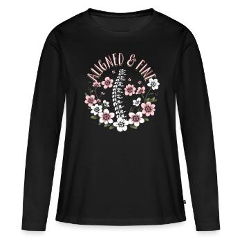 Chiropractor Physical Therapist Aligned & Fine - Women's Premium Organic Long Sleeve Shirt - black - Front - Julia (174cm)