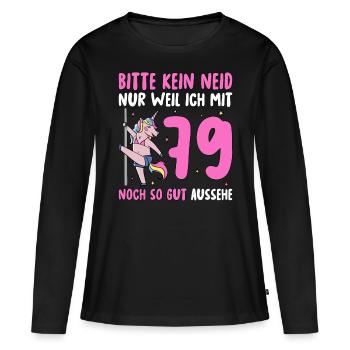 Please No Envy 79th Birthday - Women's Premium Organic Long Sleeve Shirt - black - Front - Julia (174cm)