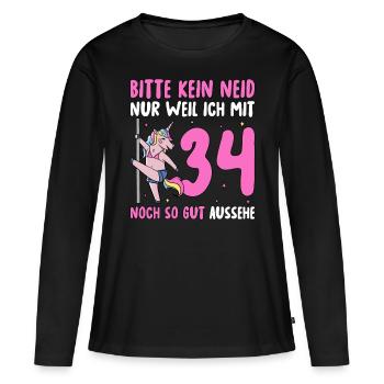 Please No Envy 34 Birthday - Women's Premium Organic Long Sleeve Shirt - black - Front - Julia (174cm)