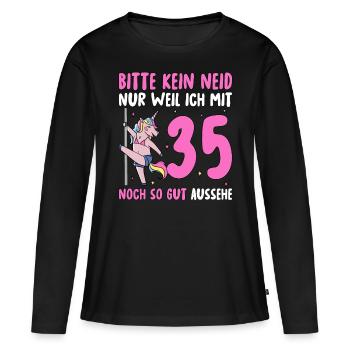 Please No Envy 35 Birthday - Women's Premium Organic Long Sleeve Shirt - black - Front - Julia (174cm)