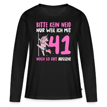 Please No Envy 41 Birthday - Women's Premium Organic Long Sleeve Shirt - black - Front - Julia (174cm)