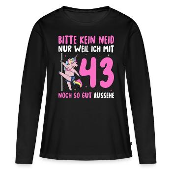 Please No Envy 43 Birthday - Women's Premium Organic Long Sleeve Shirt - black - Front - Julia (174cm)
