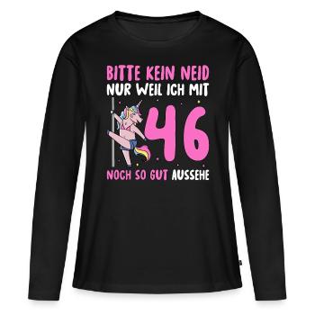 Please No Envy 46 Birthday - Women's Premium Organic Long Sleeve Shirt - black - Front - Julia (174cm)