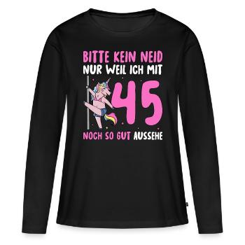 Please No Envy 45 Birthday - Women's Premium Organic Long Sleeve Shirt - black - Front - Julia (174cm)
