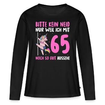 Please No Envy 65 Birthday - Women's Premium Organic Long Sleeve Shirt - black - Front - Julia (174cm)