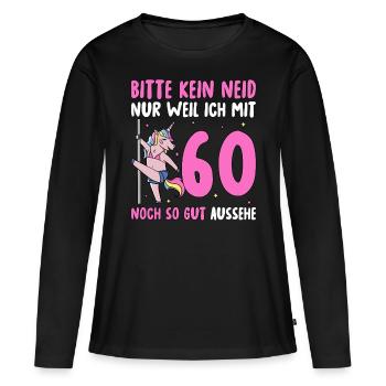 Please No Envy 60 Birthday - Women's Premium Organic Long Sleeve Shirt - black - Front - Julia (174cm)