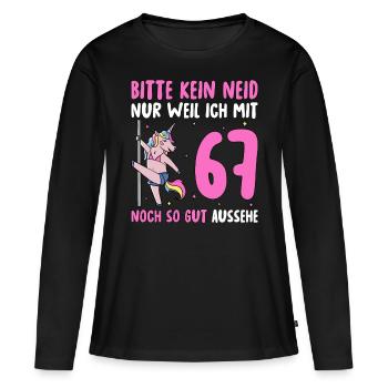 Please No Envy 67 Birthday - Women's Premium Organic Long Sleeve Shirt - black - Front - Julia (174cm)