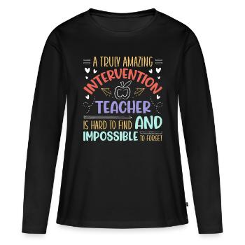 Enseignant d’intervention, Spécialiste de l’intervention - T-shirt manches longues Premium bio Femme - noir - Devant - Julia (174cm)