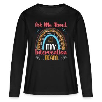 Enseignant d’intervention, Spécialiste de l’intervention - T-shirt manches longues Premium bio Femme - noir - Devant - Julia (174cm)