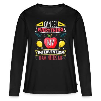 Enseignant d’intervention, Spécialiste de l’intervention - T-shirt manches longues Premium bio Femme - noir - Devant - Julia (174cm)